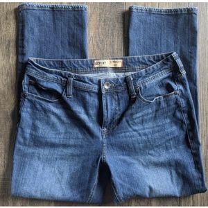 Seven7 Jeans Mens 34 x 30 Medium Blue Flex Stretch Denim Whiskers Straight Fit.